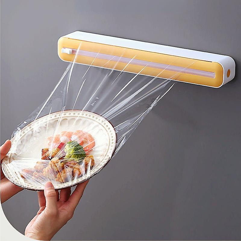 Cling Wrap Cutter Cling Film Storage Foil Dispenser Food Plastic Wrap Dispenser Aluminum Organizer Kitchen Cling Wrap Dispenser