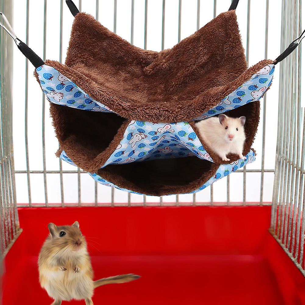Three Layer Small Pet Warm Hammock Hanging Bed Sleeping Bag For Hamster Sugar Gilder Squirrelsblue