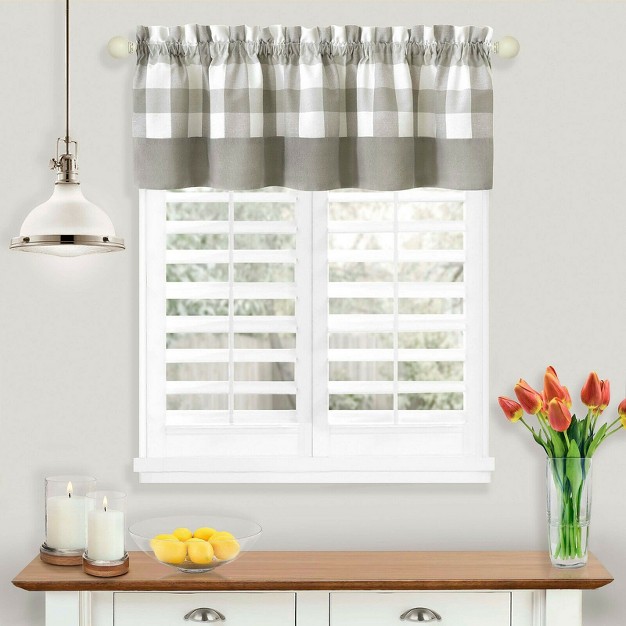 Kate Aurora Modern Farmhouse Buffalo Plaid Checkered Rod Pocket Window Valance