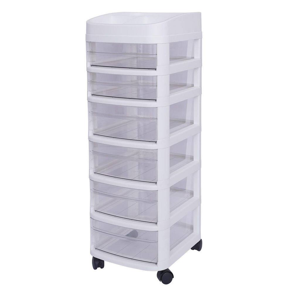 YIYIBYUS 6-Tier Plastic 4-Wheeled Rolling Storage Cart with 6 Drawers Containers Bins in White HG-LYF6168-251