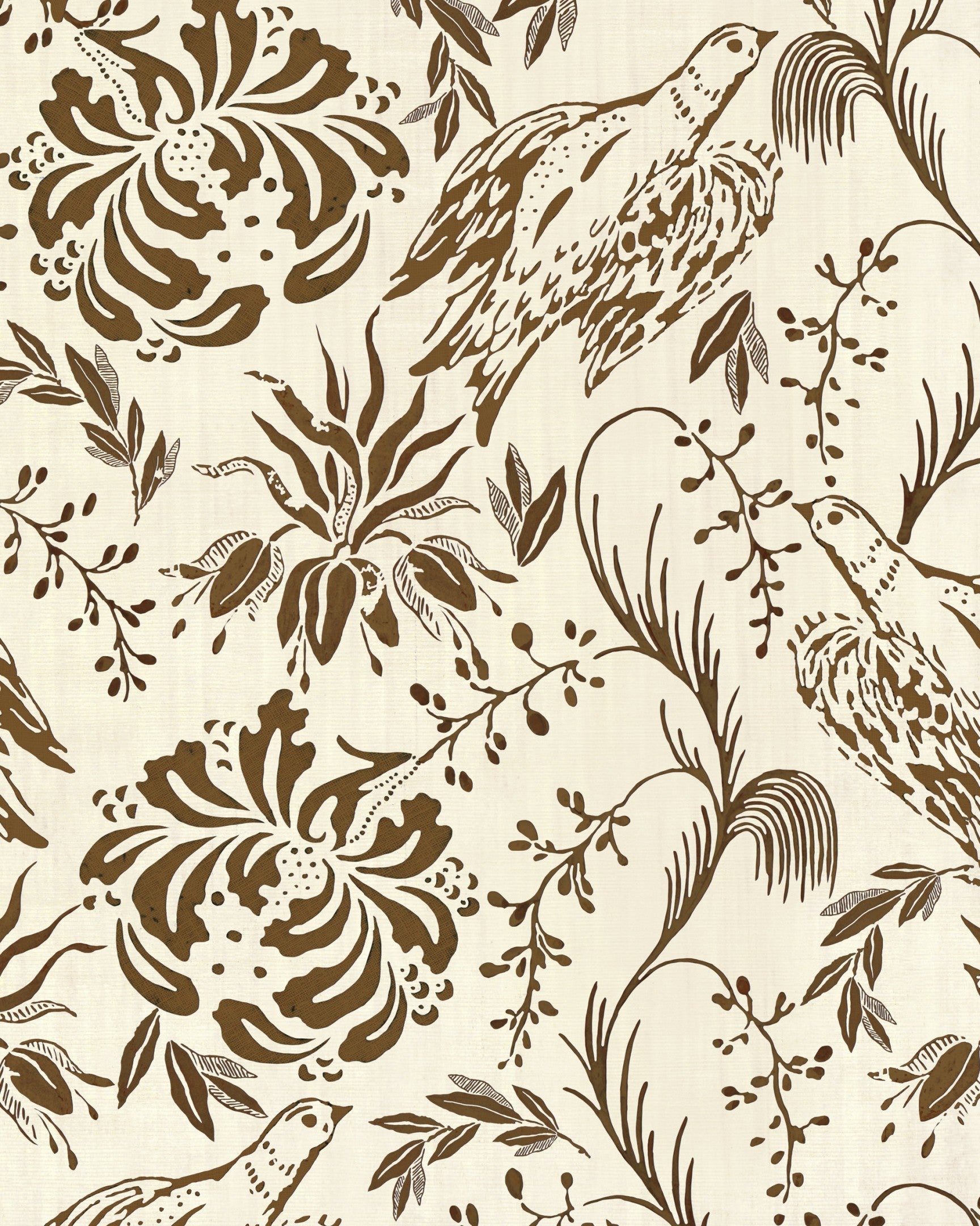 Folk Embroidery Wallpaper in Tobacco from the Complementary Collection by Mind the Gap