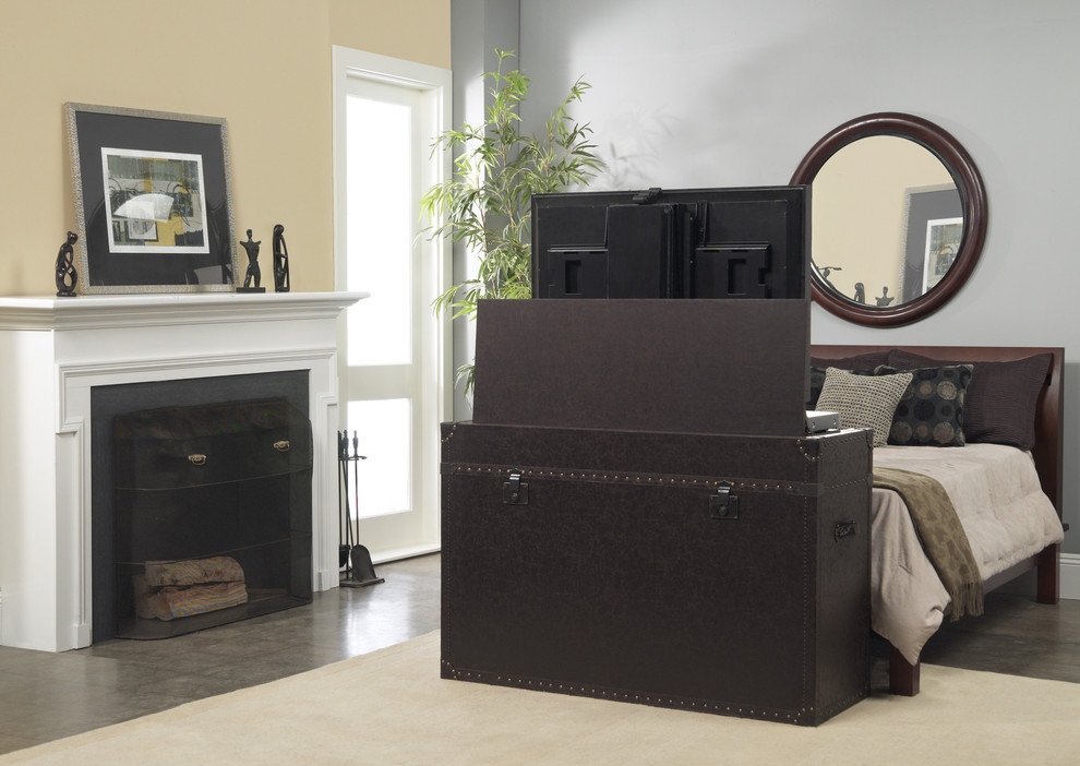 Ellis Trunk End of Bed Anyroom Lift Cabinet  Leather   Traditional   Entertainment Centers And Tv Stands   by Tuscanbasins  Houzz