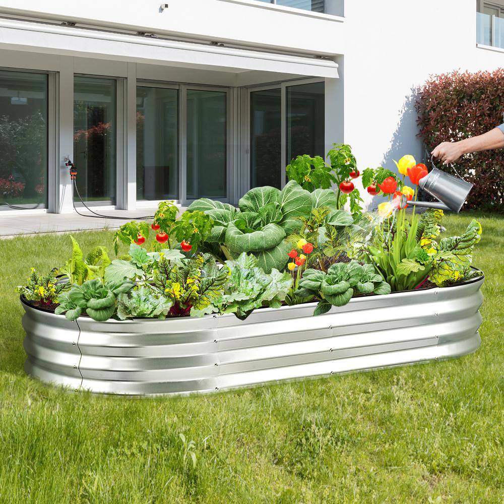 VEVOR 6 ft. x 3 ft. x 1 ft. Raised Garden Bed Galvanized Metal Planter Box with Open Base Outdoor Planting Boxes LDSJSZZCTYS70D35OV0