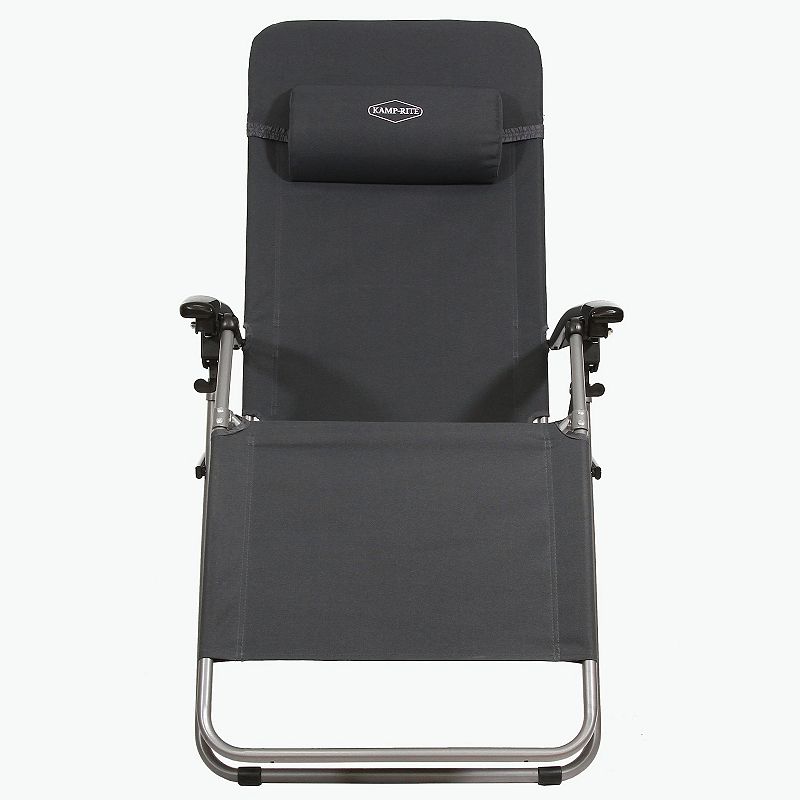 Kamp-Rite Folding Reclining Zero Gravity Chair w/Headrest Pillow， Black (2 Pack)