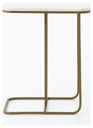 Luca End Table Iron Matte Brass  Polished White Marble   Modern   Side Tables And End Tables   by Virgil Stanis Design  Houzz