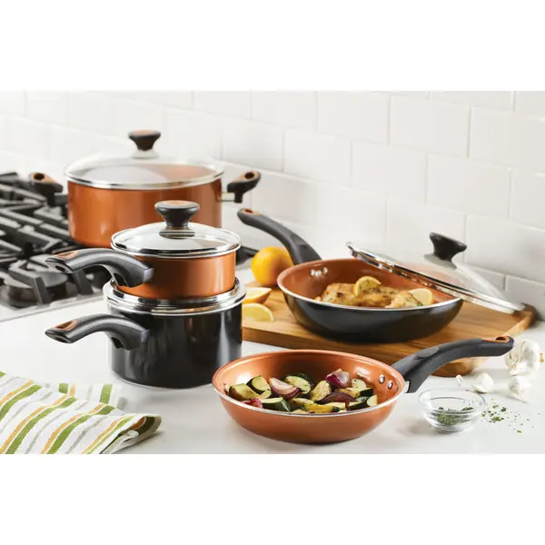 Farberware 12-Piece Black Glide Copper Ceramic Nonstick Cookware Set