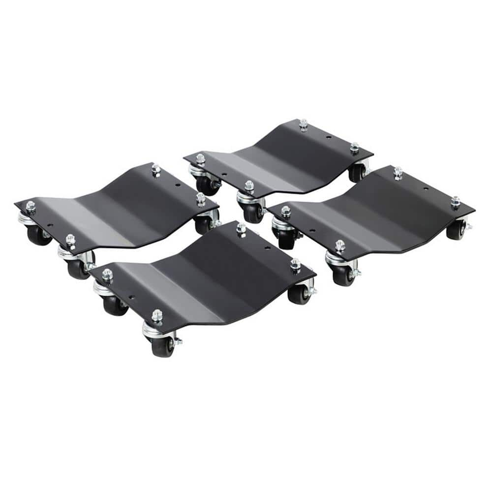 Premium Wheel Dollies - Set of 4 Solid Steel Tire Skates with 3 in. Swivel Casters - 1500 lbs. Capacity (Black) 612222VMH