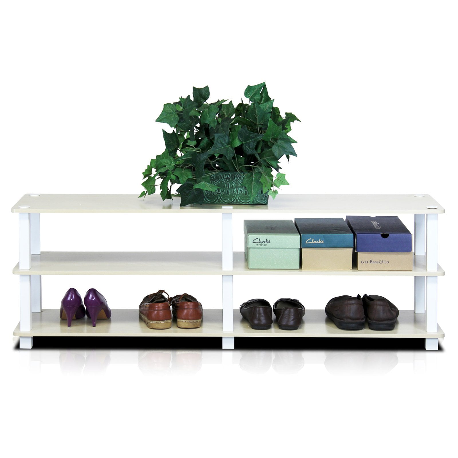 Furinno Tst No-tools 3-Tier Wide Shoe Storage Rack， Espresso/Black