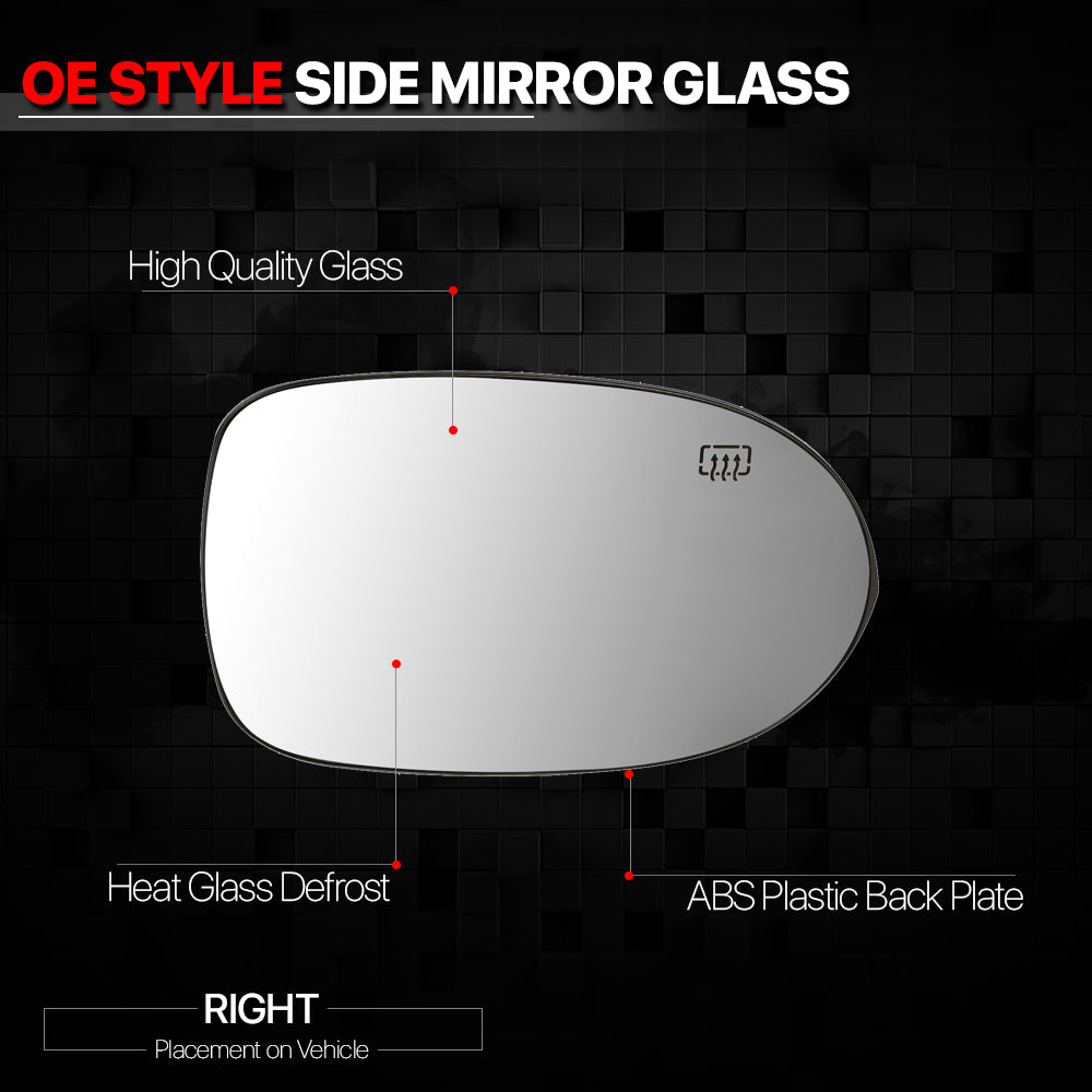 [Right] Passenger Side Mirror Glass Lens with Heated for 07-17 Caliber/Compass