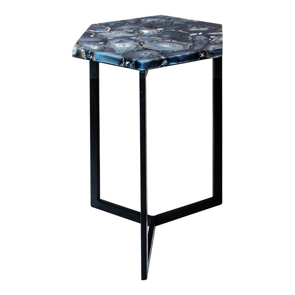 Aurelle Home Black Contemporary Natural Top Accent Table