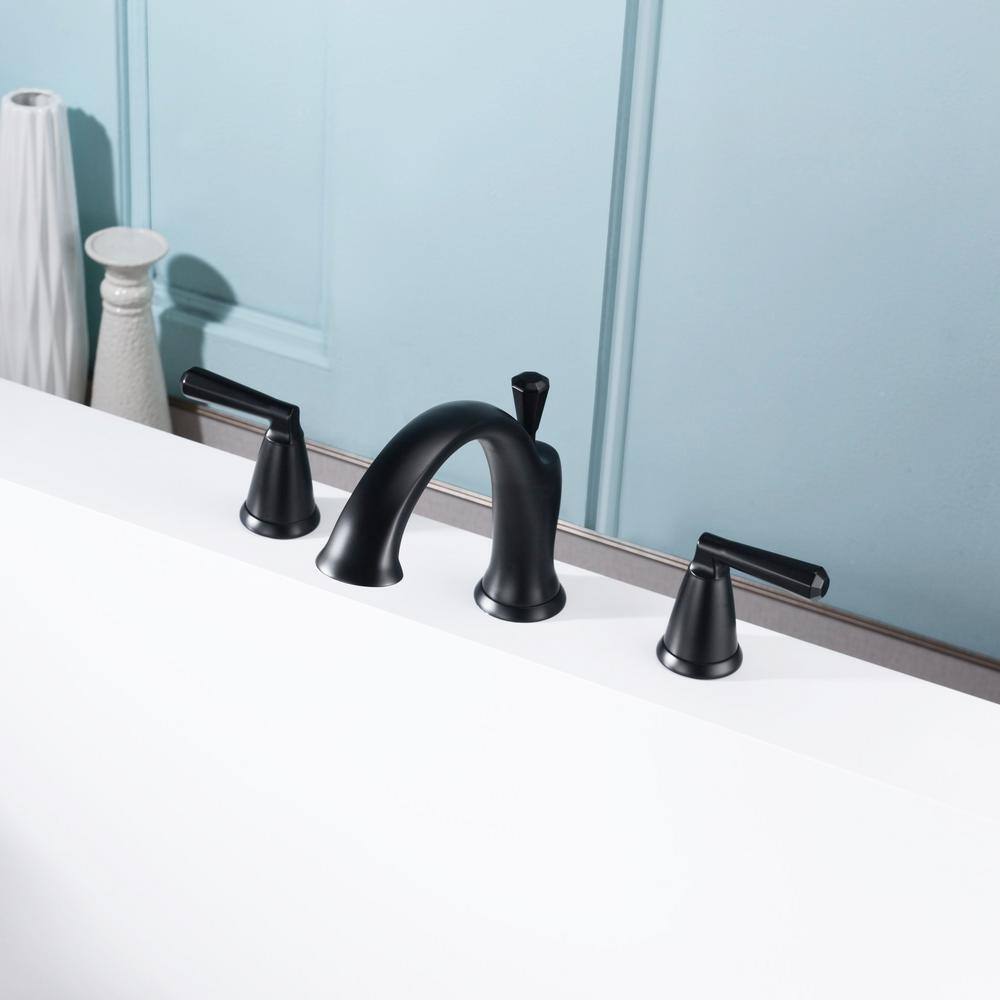 Ultra Faucets Z 2-Handle Deck-Mount Roman Tub Faucet in Matte Black UF65407