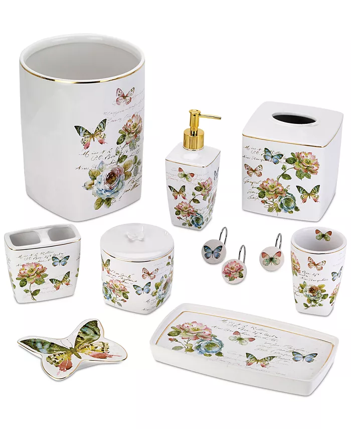 Avanti Butterfly Garden Ceramic Bathroom Tray