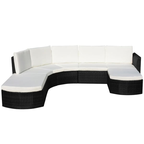 4 Piece Patio Lounge Set with Cushions Poly Rattan Black