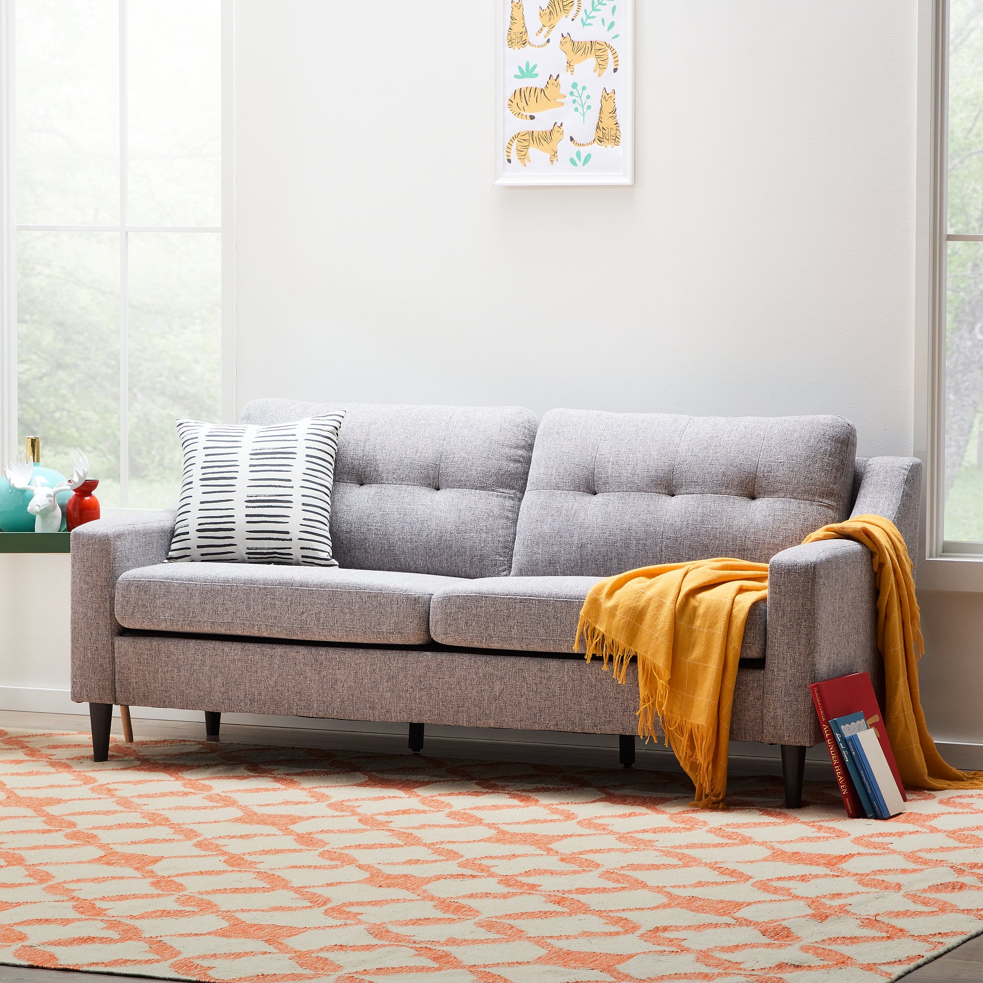 Mayview Tudy Upholstered Sofa, Light Gray Fabric