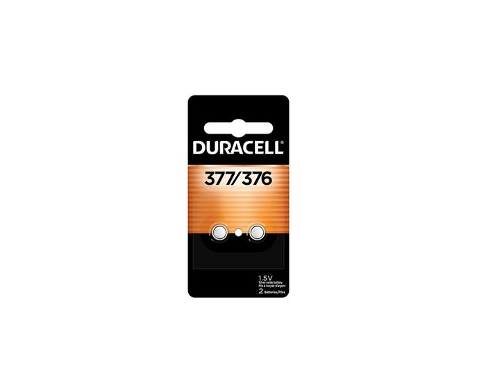 Duracell 376/377 Silver Oxide Button Battery， 2 Pack