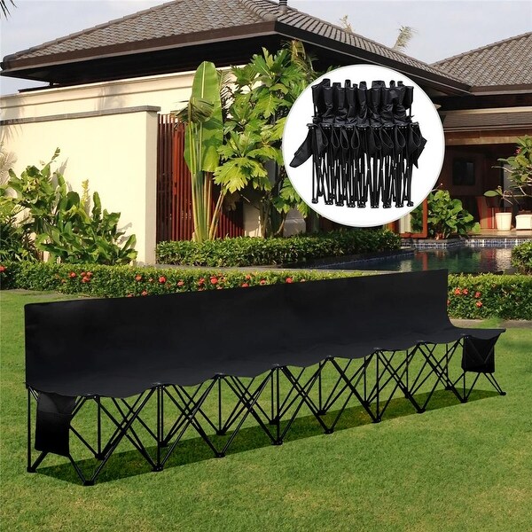 Yaheetech 8 Seats Portable Outdoor Folding Bench Camping Bench Chairs