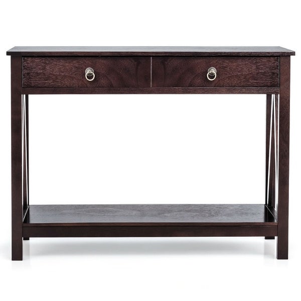 Gymax Console Table Accent Sofa Side Table with Drawer Shelf Entryway - 42'' x 14'' x 31''