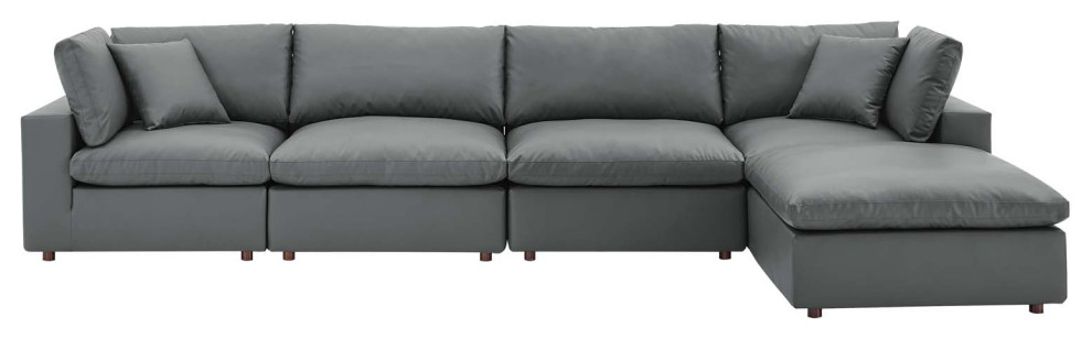 Commix Down Filled Overstuffed Vegan Leather 5 Piece Sectional Sofa   Contemporary   Sectional Sofas   by Modway  Houzz