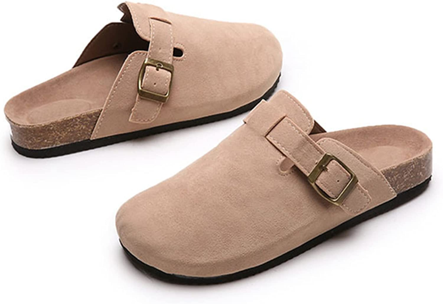 Boston Clogs for Women Suede Clog for Men Dupes Cork Mules Soft Classic Leather Shoes Anti-Slip Sole