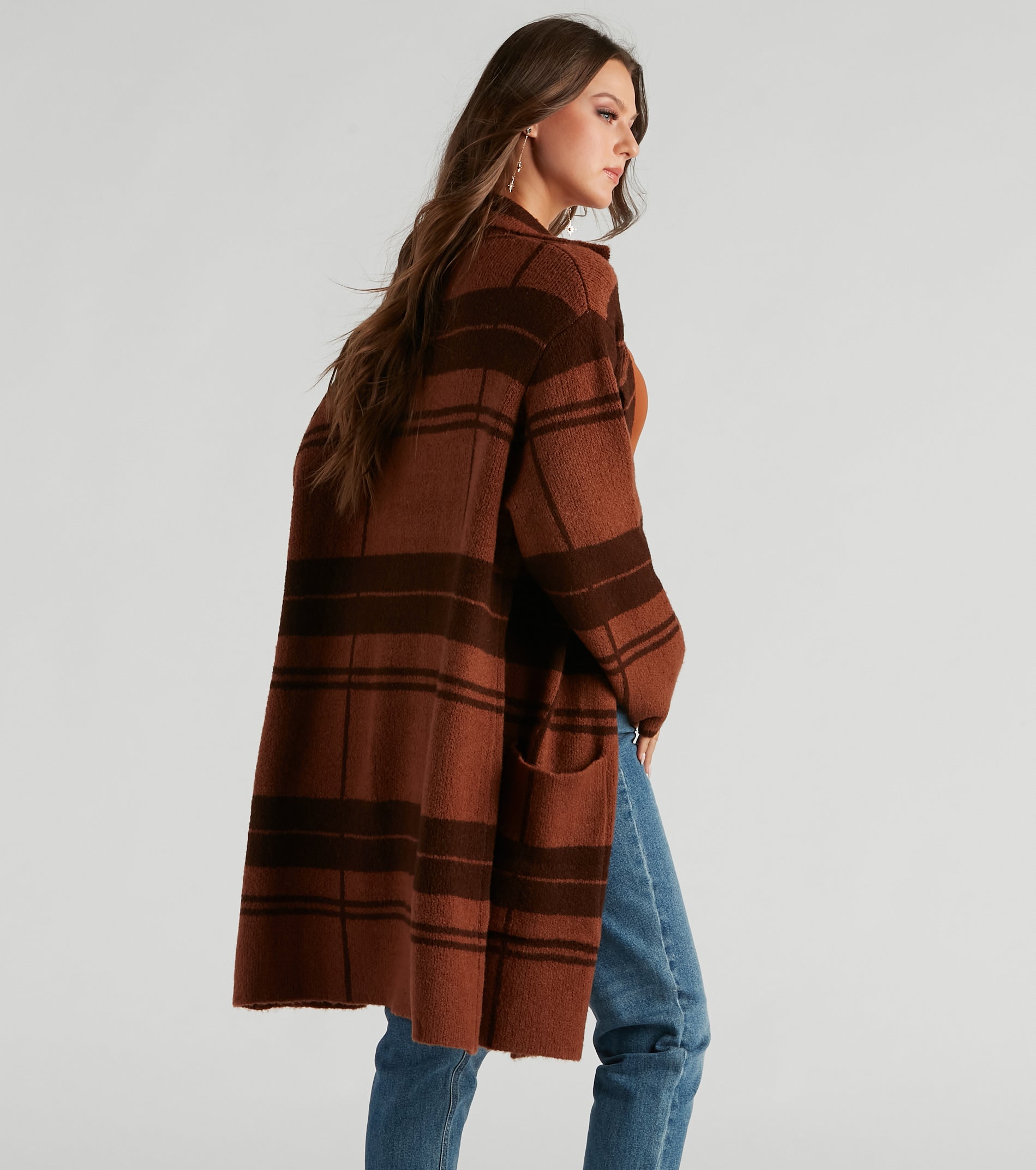 Comfort Zone Plaid Collared Duster