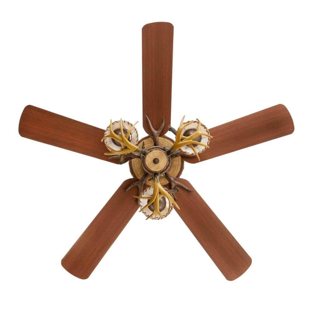 Hampton Bay Lodge 52 in LED Nutmeg Ceiling Fan with Light and Remote Control