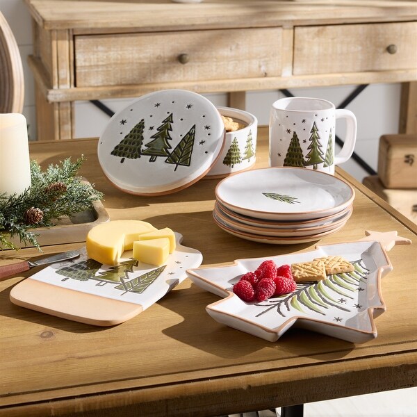 Ceramic Pine Tree Plate (Set of 4)