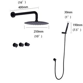 YASINU 1-Spray Round Wall Bar Shower Kit with Hand Shower in Matte Black YNAE749-10MB