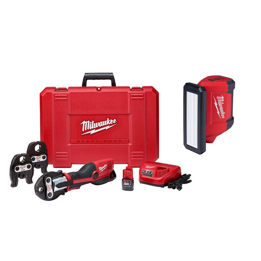 MW M12 12-Volt Lithium-Ion Force Logic Cordless Press Tool Kit with M12 Rover Flood Light (2-Tool) 2473-22-2367-20