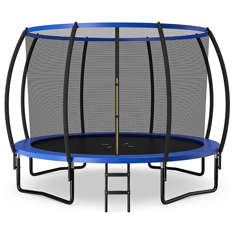 8/10/12FT ASTM Approved Outdoor Large Recreational Trampoline with Ladder & Enclosure Net Safety Pad