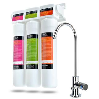 Brondell Coral 3 Stage WQA Gold Certified Undercounter Water Filtration System with Over 99% Lead Reduction in White UC300