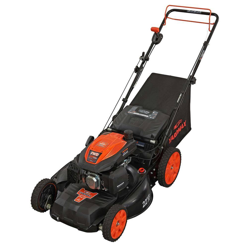 YARDMAX 22 in. 201 cc SELECT PACE 6 Speed CVT High Wheel FWD 3-in-1 Gas Walk Behind Self Propelled Lawn Mower YG2860