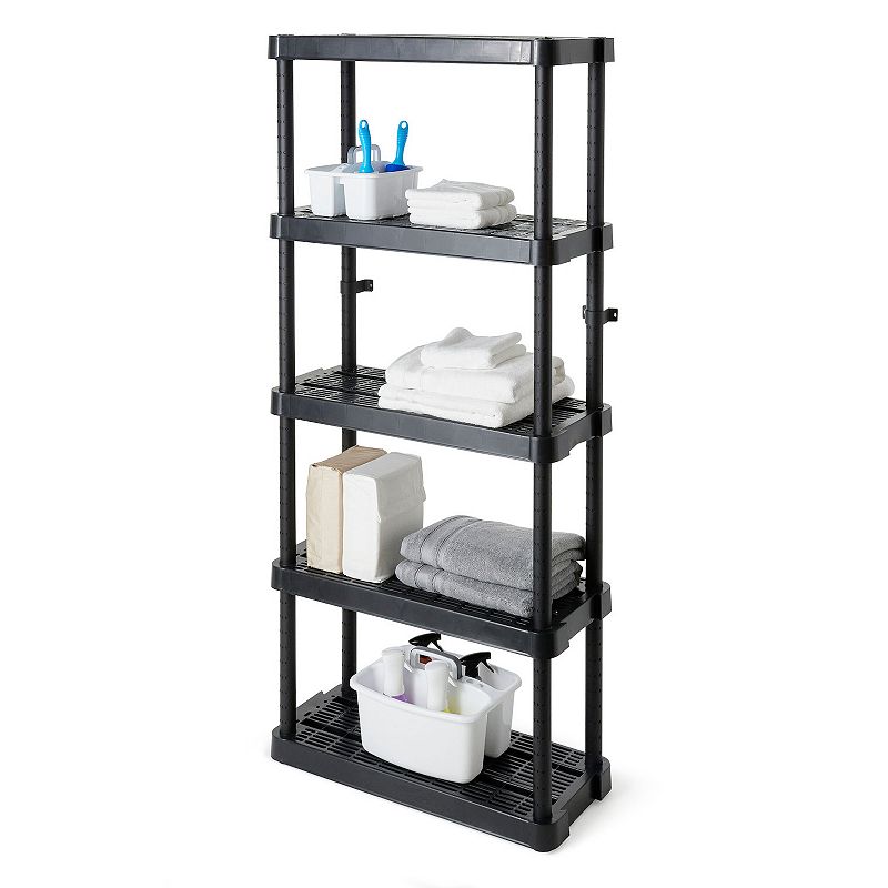 Gracious Living 5 Shelf Adjustable Ventilated Medium Duty Shelving Unit， Black