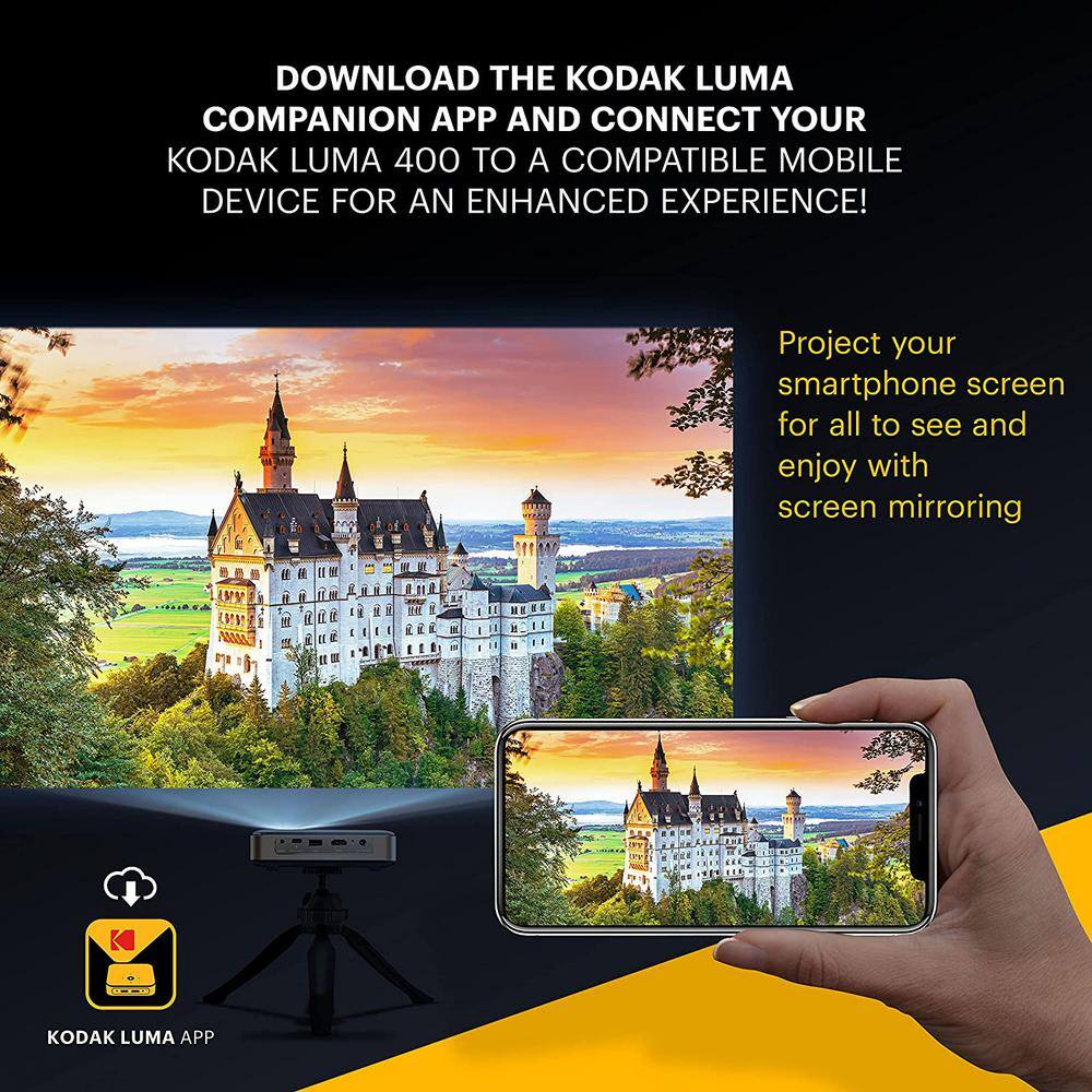 Kodak Luma 400 1280 x 720 HD Mini Smart Portable Projector with 200 Lumens Wi-Fi and Bluetooth RODPJS400