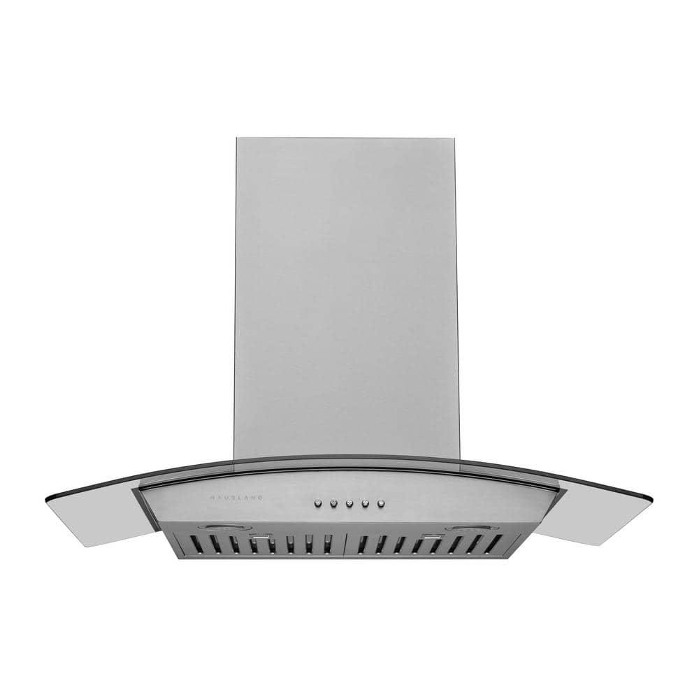 HAUSLANE 30 in Convertible Wall Mount Range Hood with Tempered Glass Changeable LED Baffle Filters in Stainless Steel