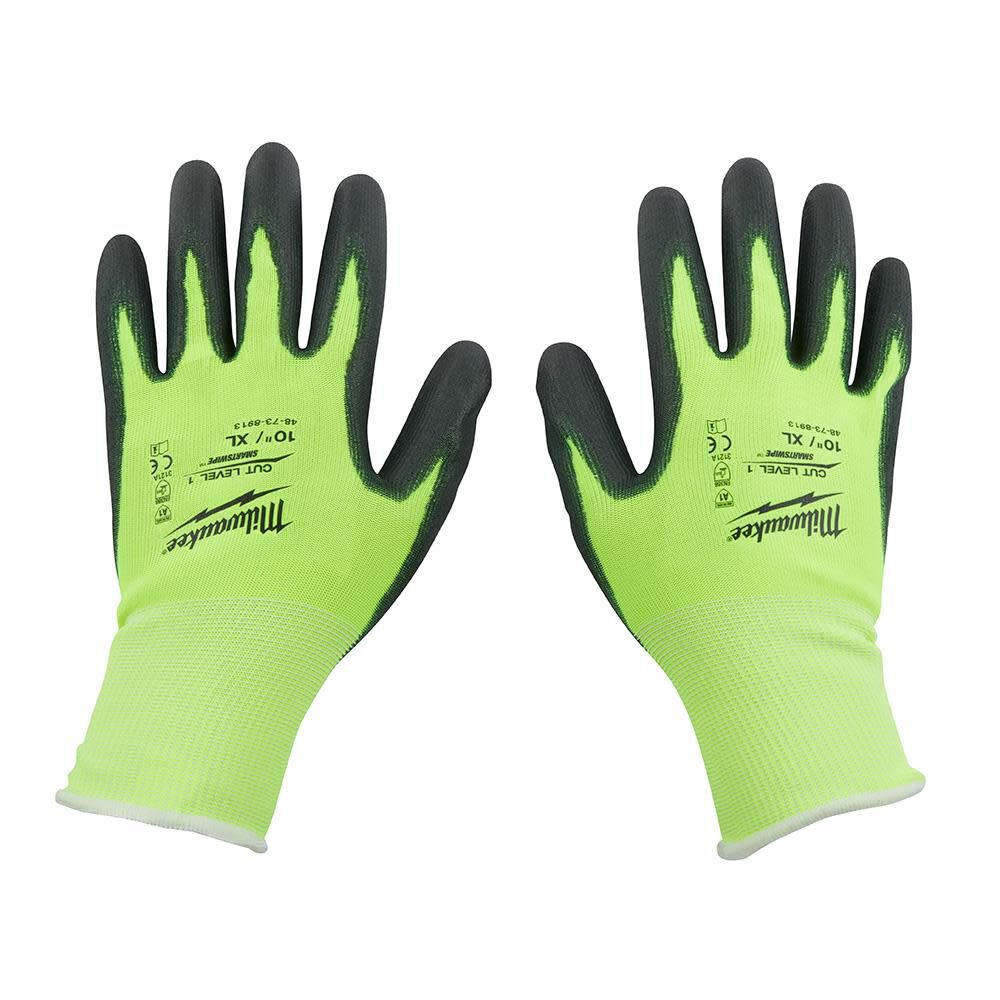 Milwaukee High Visibility Cut Level 1 Polyurethane Dipped Gloves 48-73-8910M910 from Milwaukee