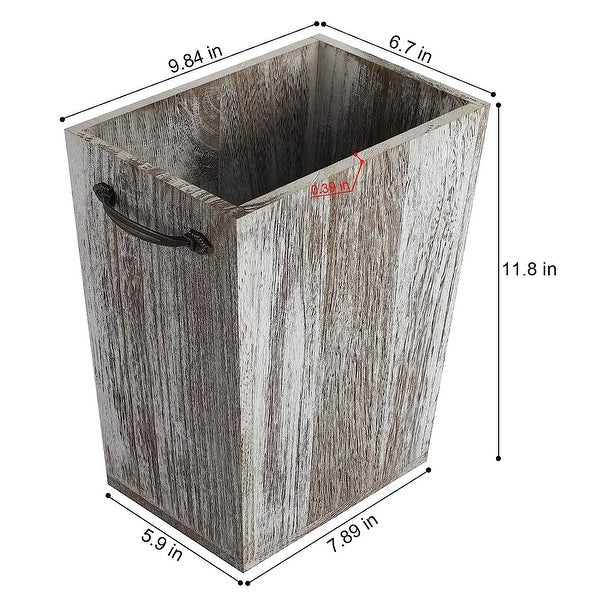 Wood Trash Can with Metal Handle