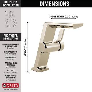 Delta Pivotal Single Handle Single Hole Bathroom Faucet in Lumicoat Polished Nickel 699-PN-PR-DST