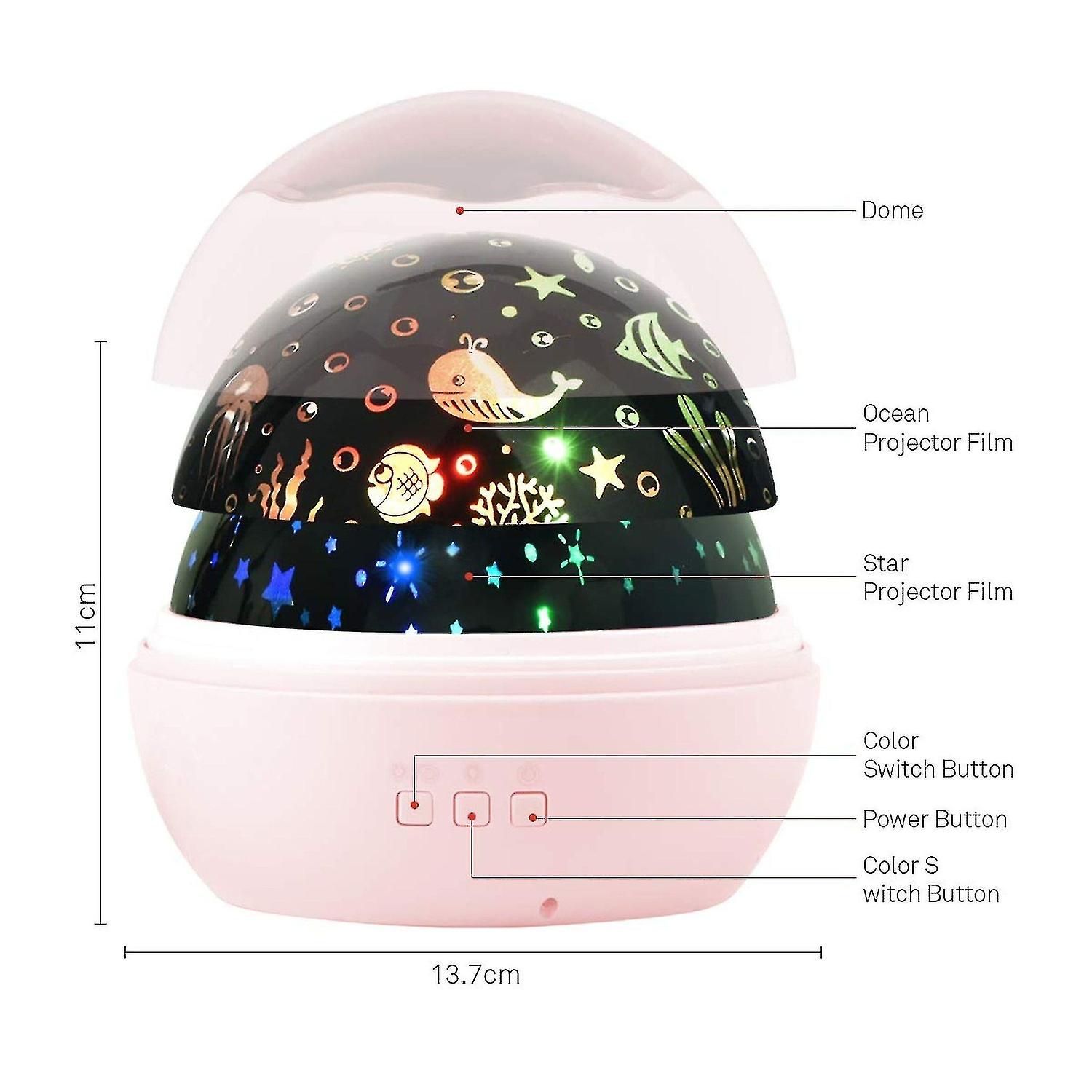 Led Starry Sky Projector， Baby Light， 2 In 1 Projection Lamp With Usb Cable， 8 Color 360 Rotatable T