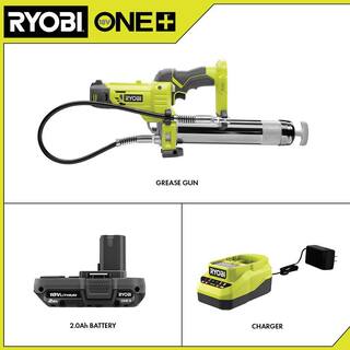 RYOBI ONE+ Grease Gun Kit w2.0Ah Battery and Charger P3410K1N