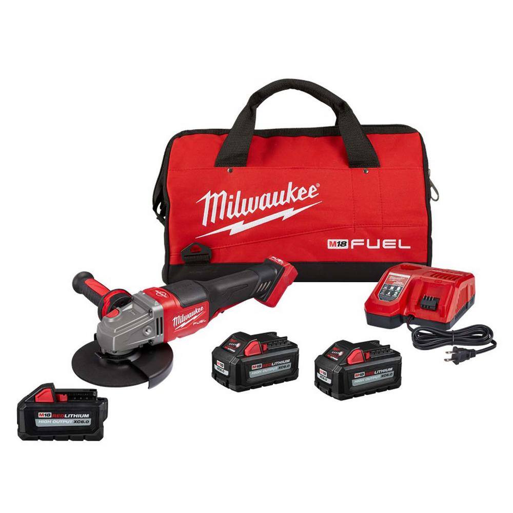 MW M18 FUEL 18V Lithium-Ion Brushless Cordless 4-12 in.6 in. Grinder with Paddle Switch Kit and (3) 6.0 Ah Batteries 2980-22-48-11-1865