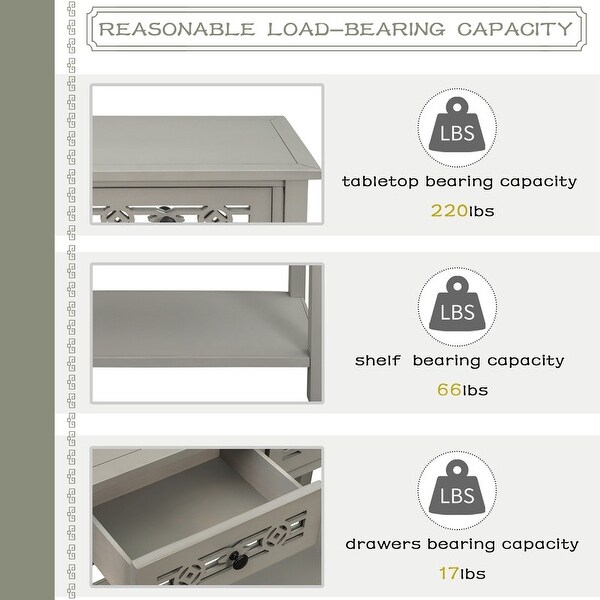 Control table， classic sofa table with 2 cut-out top drawers