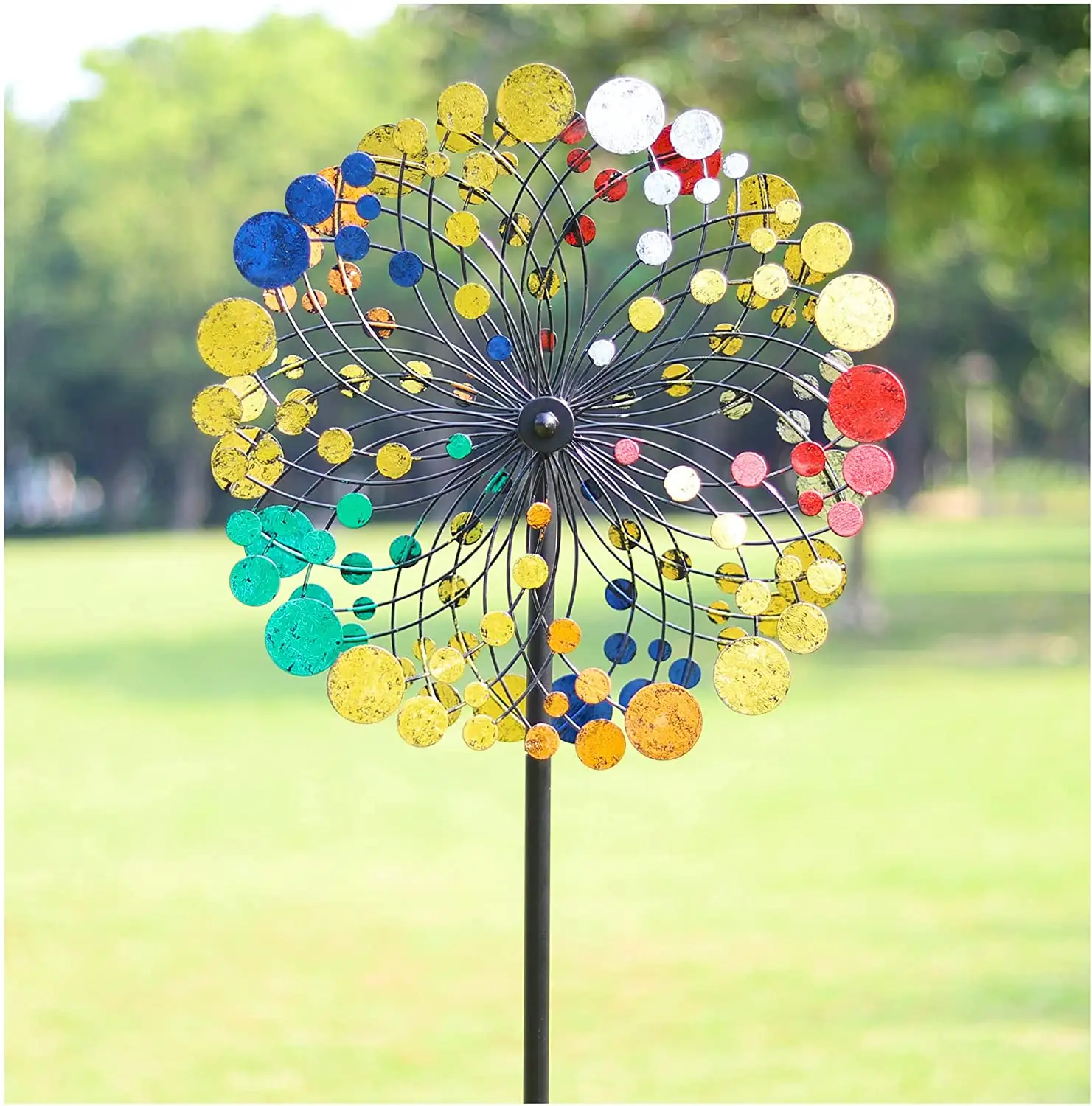 Wholesale Garden Supplies Multi Color Windmill Wind Sculptures Spinners Metal Wind Spinner