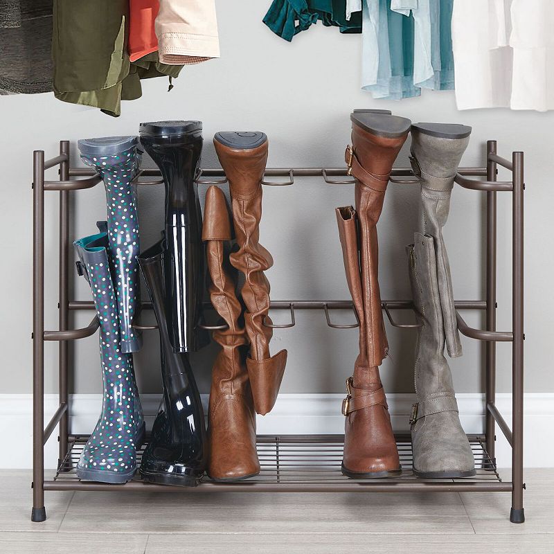 mDesign Metal Boot Storage and Organizer Rack， Holds 6 Pairs