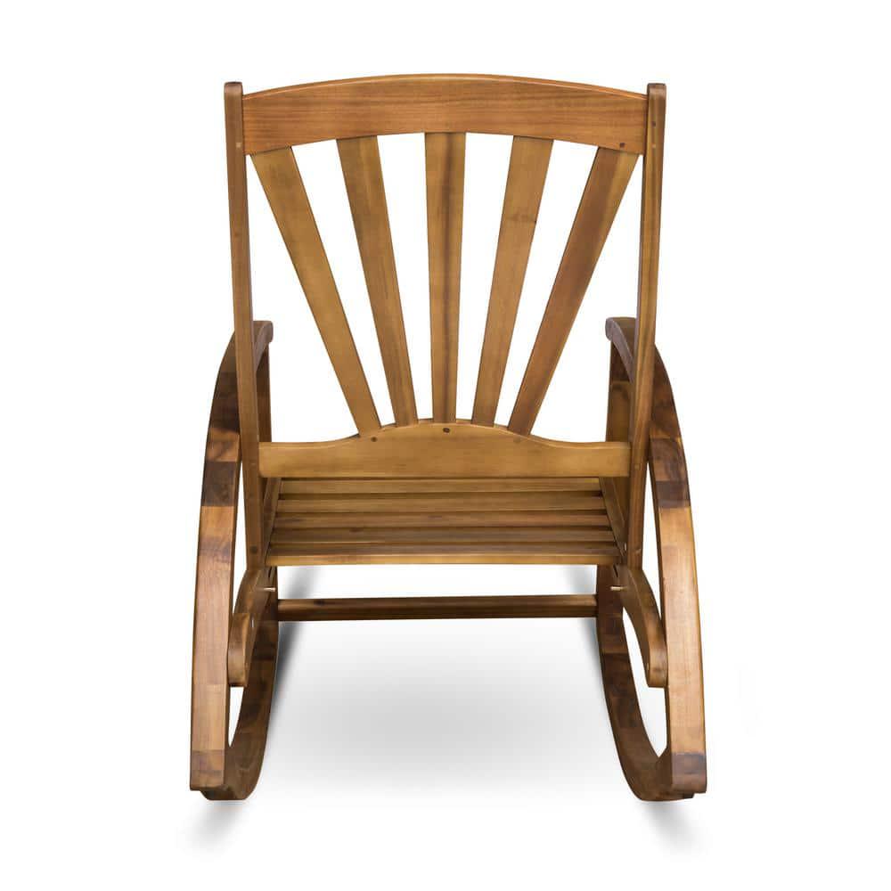 Noble House Sunview Teak Brown Wood Outdoor Rocking Chair