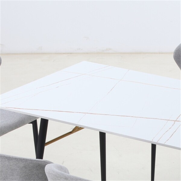 White Artificial Stone Kitchen Table with Porcelain Desk Top 63 Inches