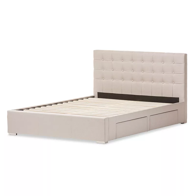 Baxton Studio Rene 4-Drawer Storage Queen Platform Bed