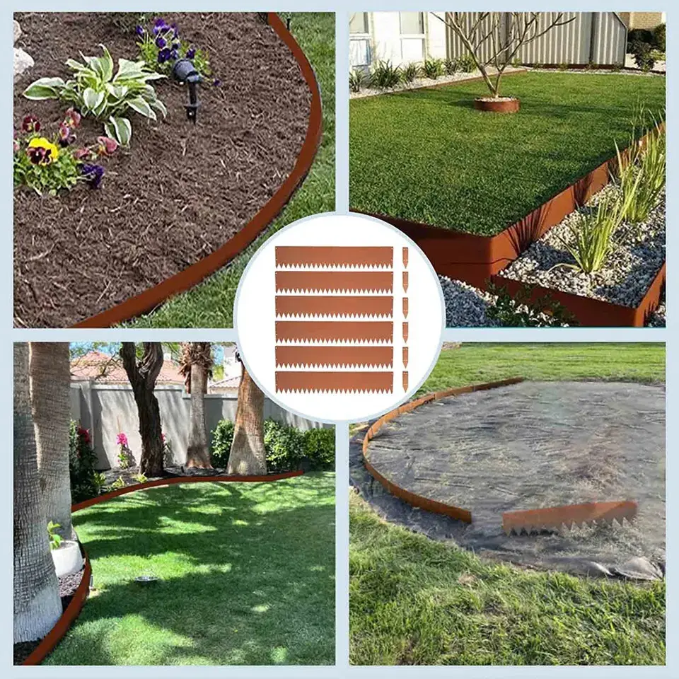 Corten Steel Garden Metal Decor Outdoor OEM Flexible Edging Border Garden Flower Beds Landscape Edging Kit Steel Raised Edge ODM