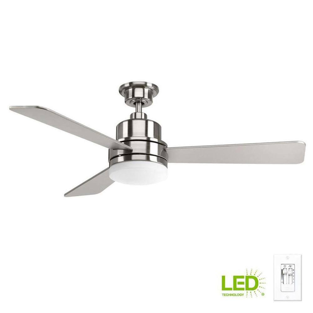 Progress Lighting Trevina Collection 52 in. LED Indoor Brushed Nickel Modern Ceiling Fan with Light Kit P2556-0930K