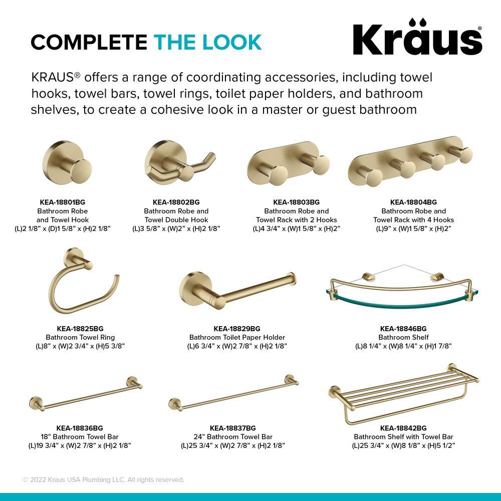 KRAUS Elie Bathroom Robe and Towel Hook in Brushed Gold KEA-18801BG