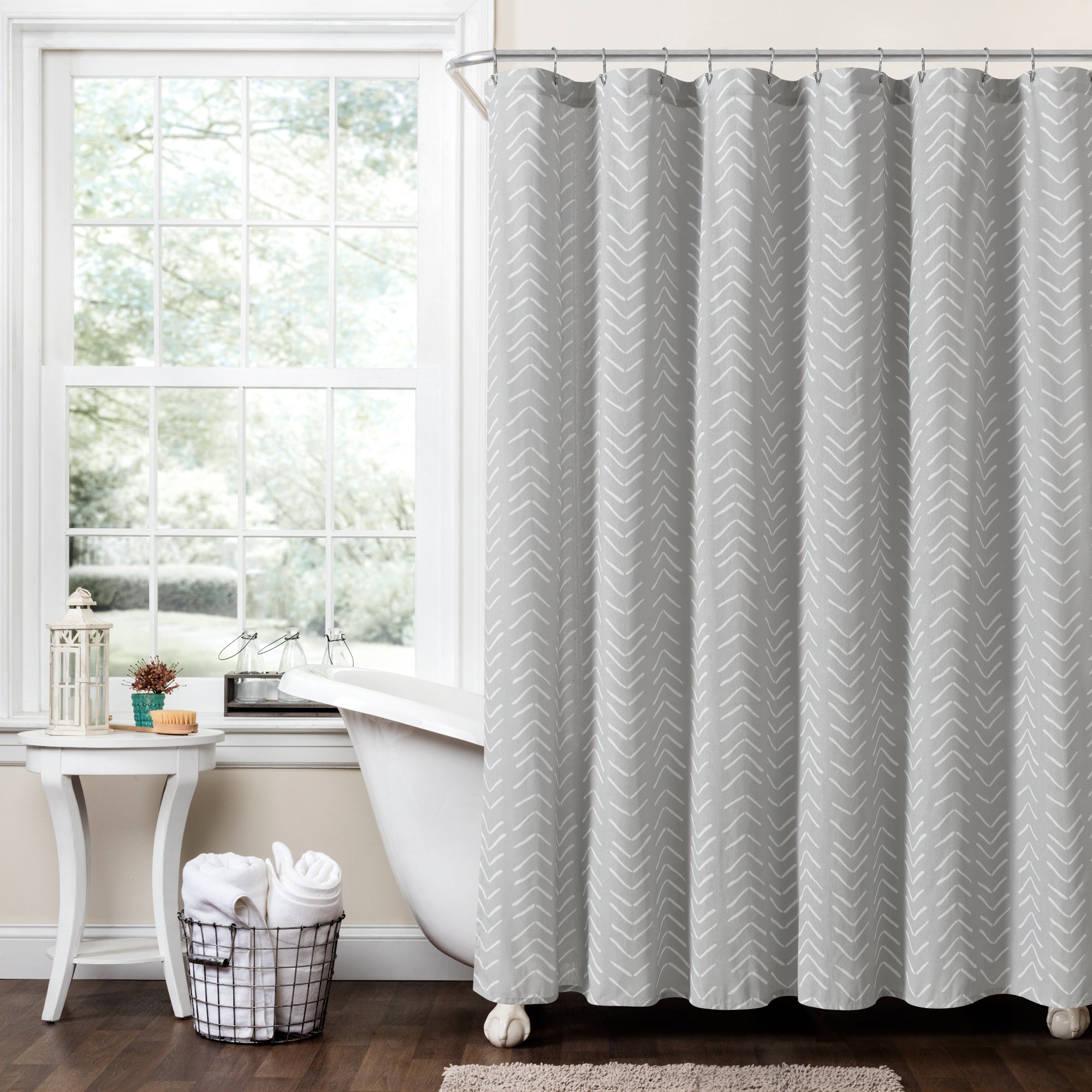 Hygge Modern Arrow Faux Linen Shower Curtain